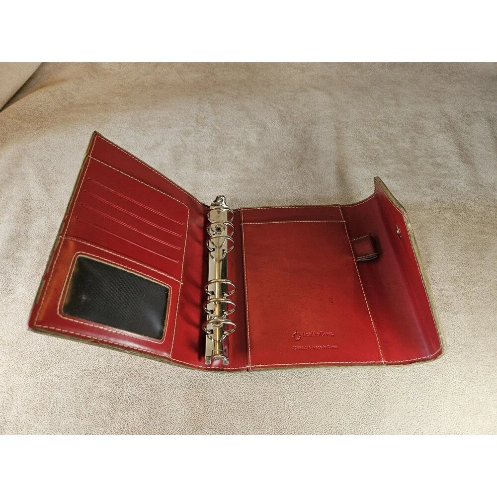 Franklin Covey 6 Ring Small Envelope Style Red Planner Organizer 7.5